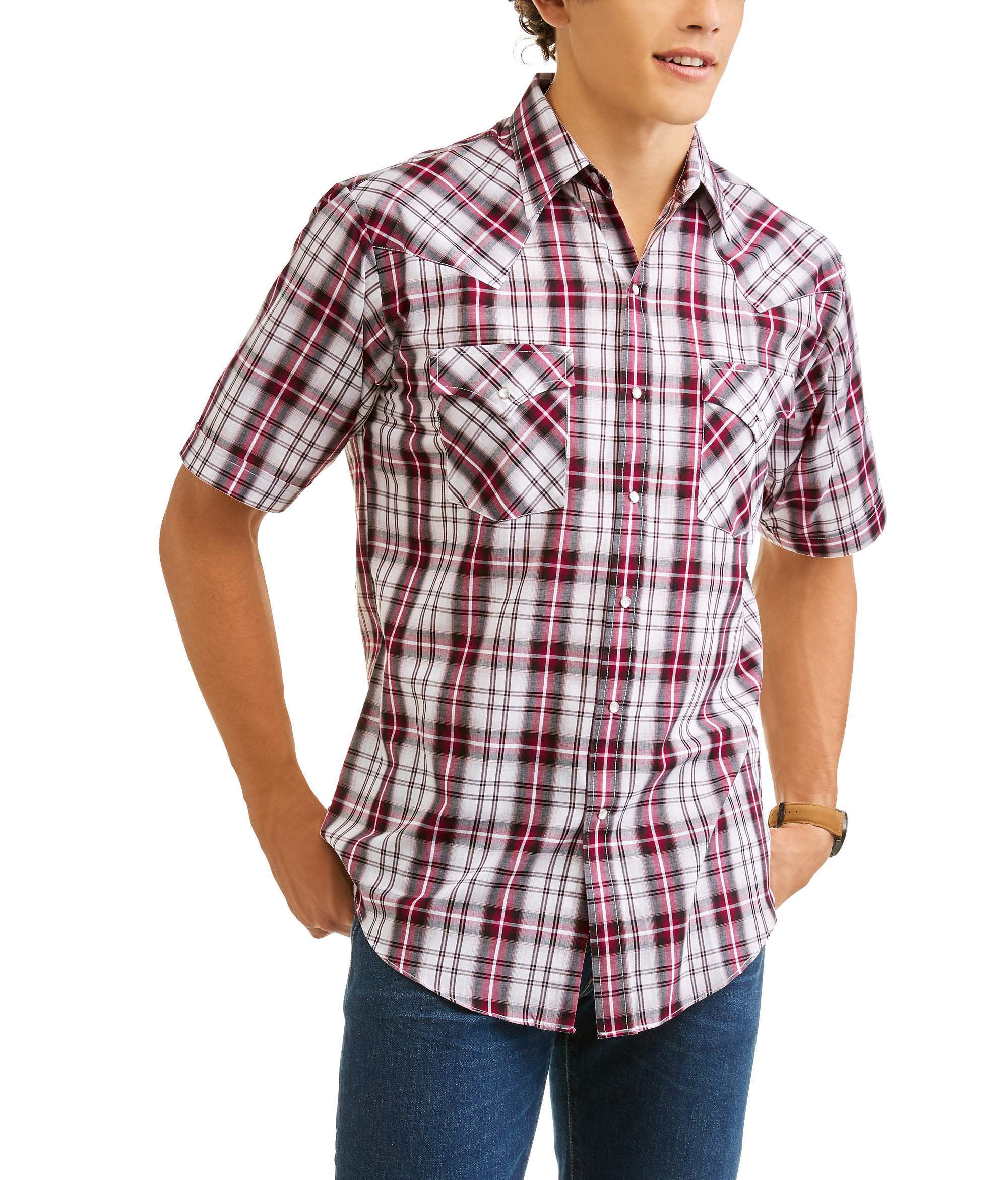Plains Big men's short sleeve plaid western shirt - Walmart.com