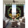 thumbnail image 6 of Spring Eucalyptus Sunflower Blackout Curtains for Bedroom Living Room Darkening Curtains 84 Inch Length 2 Panels Set Farmhouse Birds Brown Wood Window Curtain Window Treatment Grommet Drapes 42"x84", 6 of 9