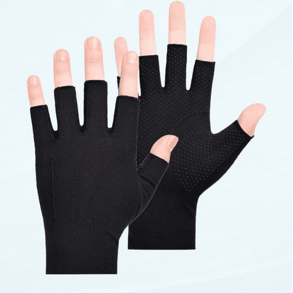 Half Finger Driving Glovs for Men Women, Riding Touch Screen Gloves Summer UV Protection Sunscreen Gloves Breathable Cotton Non-Slip Cycling Golf Fishing Fingerless Mitten for Outdoor Sports, Black