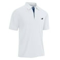 thumbnail image 4 of Mens Polo Shirts Work Business Slim Fit Short Sleeve Golf Casual Tops Button Up Collared Performance Moisture Wicking T Shirts for Man White XL, 4 of 5