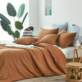 thumbnail image 3 of Burnt Orange Duvet Cover Set Twin Size 100% Washed Cotton Caramel Pumpkin Rust Solid Color Bedding Sets 2Pcs Soft Lightweight Breathable Comforter Cover, 3 of 7