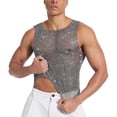 thumbnail image 6 of USNSM Rhinestones Rave Outfits, Sparkly Mesh Tank Tops, Men's Sheer Fishnet Shirt for Music Festival (XS-5XL) Plus Size Black XXXL, 6 of 7