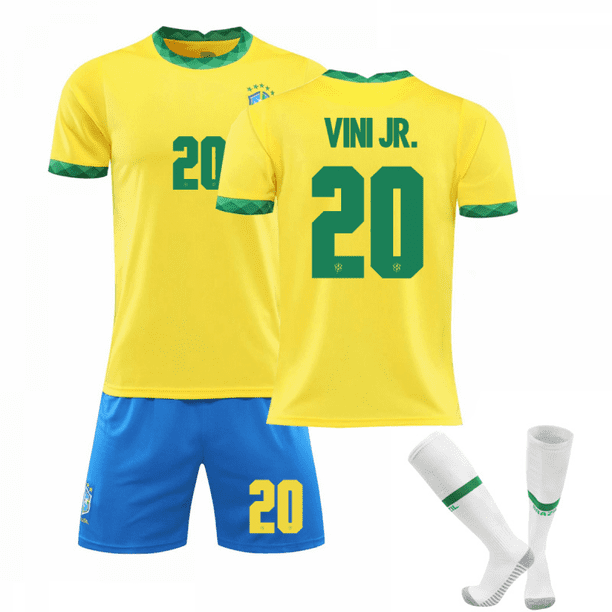 Brazil Home Yellow Jersey Set Kids Adults Soccer Football Jersey Training Shirt Suit No.20 VINI JR L