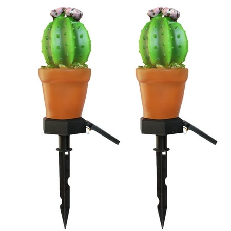 

Rosarivae 2pcs Adorable Solar Night Light Creative Outdoor Ground Insert Lamp Lawn Lights Waterproof Courtyard Landscape LED Lights (Single Cactus Lamp)