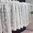 thumbnail image 2 of JANDEL White Lace Short Curtain for Kitchen Window Jacquard Floral Sheer Curtain Valance for Small Window Rod Pocket Top Tulle 1 Piece (59 Inch Wide, 17 Inch Long), 2 of 6