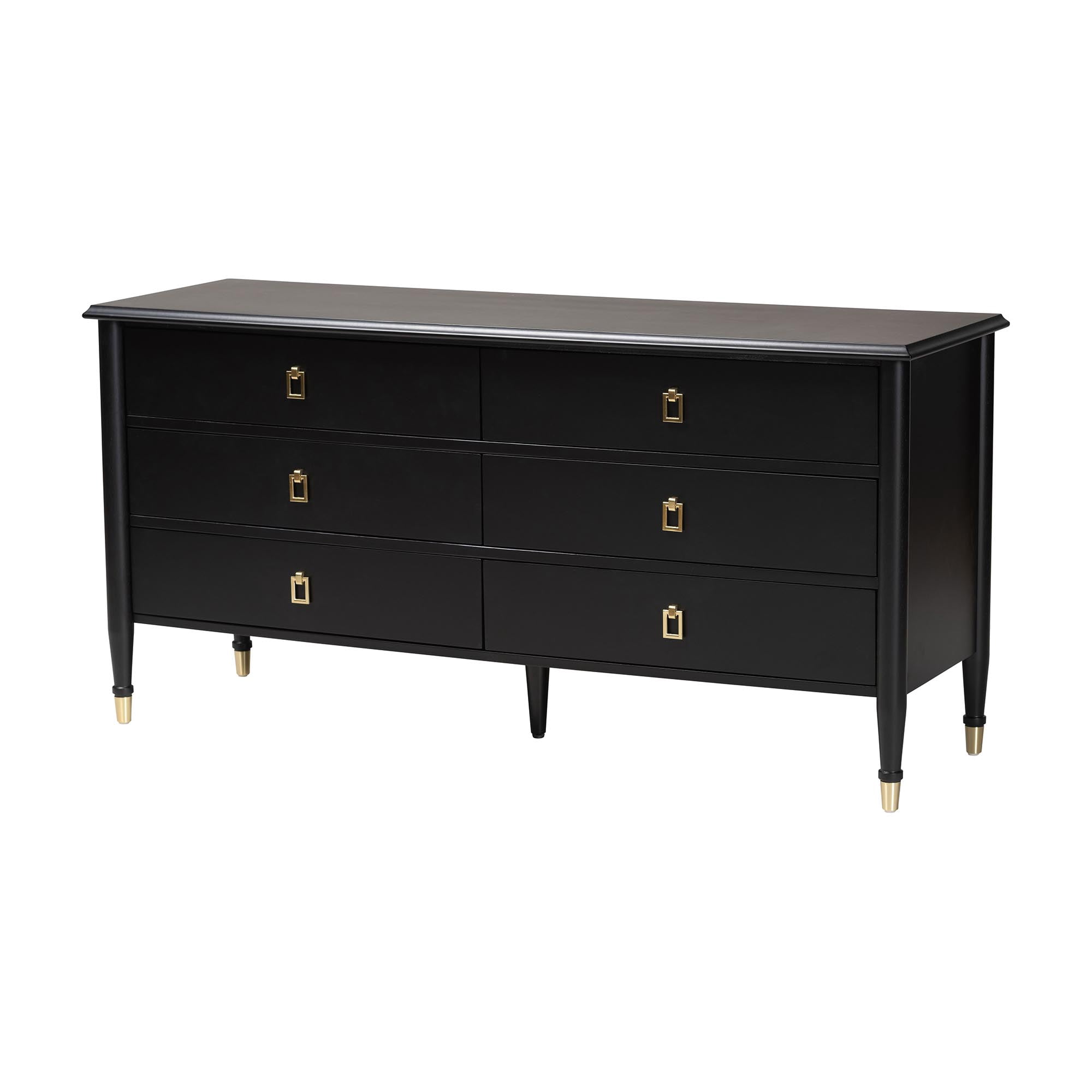 Baxton Studio Tamra Art-Deco Dresser, 6-Drawer, Black