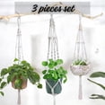 thumbnail image 5 of 3 Pack Macrame Plant Hanger Indoor Hanging Planter for Plants Holder, Hanging Pot Holder Macrame Decorative Flower Pot Holder with 3 Hooks for Indoor Outdoor Boho Home Décor, Ivory (POTS NOT INCLUDED, 5 of 18