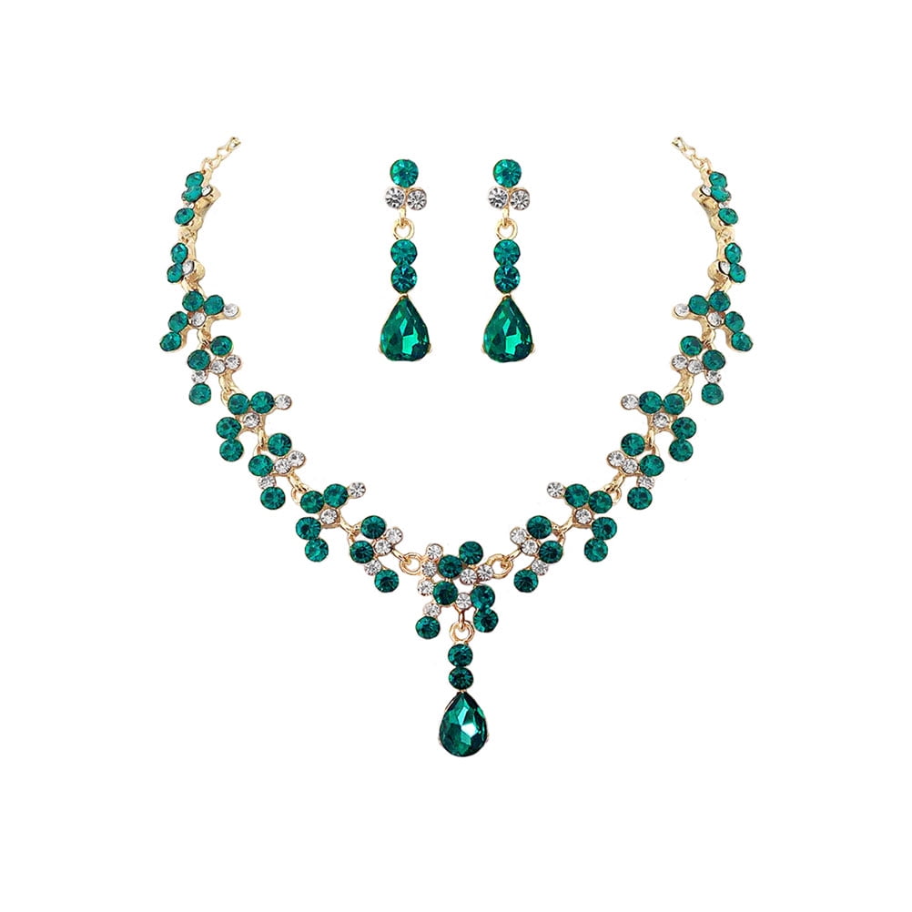 Rosarivae 1 Set Fashionable Necklace and Earring Set Bride Rhinestone