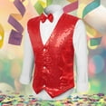 thumbnail image 2 of HXWCHs Men's formal Rhinestone Dress Vest for Stage Performance Gala Wedding Evening Party EventsXL Red, 2 of 7