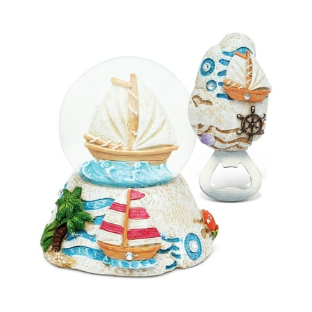Goose Magnet - Puzzled Boat Resin Stone Finish Collection including Snow Globe and Magnet Bo