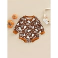 thumbnail image 2 of Wassery Newborn Baby Girl Boy Halloween Romper Tops Ghost Printed Round Neck Long Sleeve Playsuit Casual Simple Style Short Jumpsuit for 0-24M Kids, 2 of 7