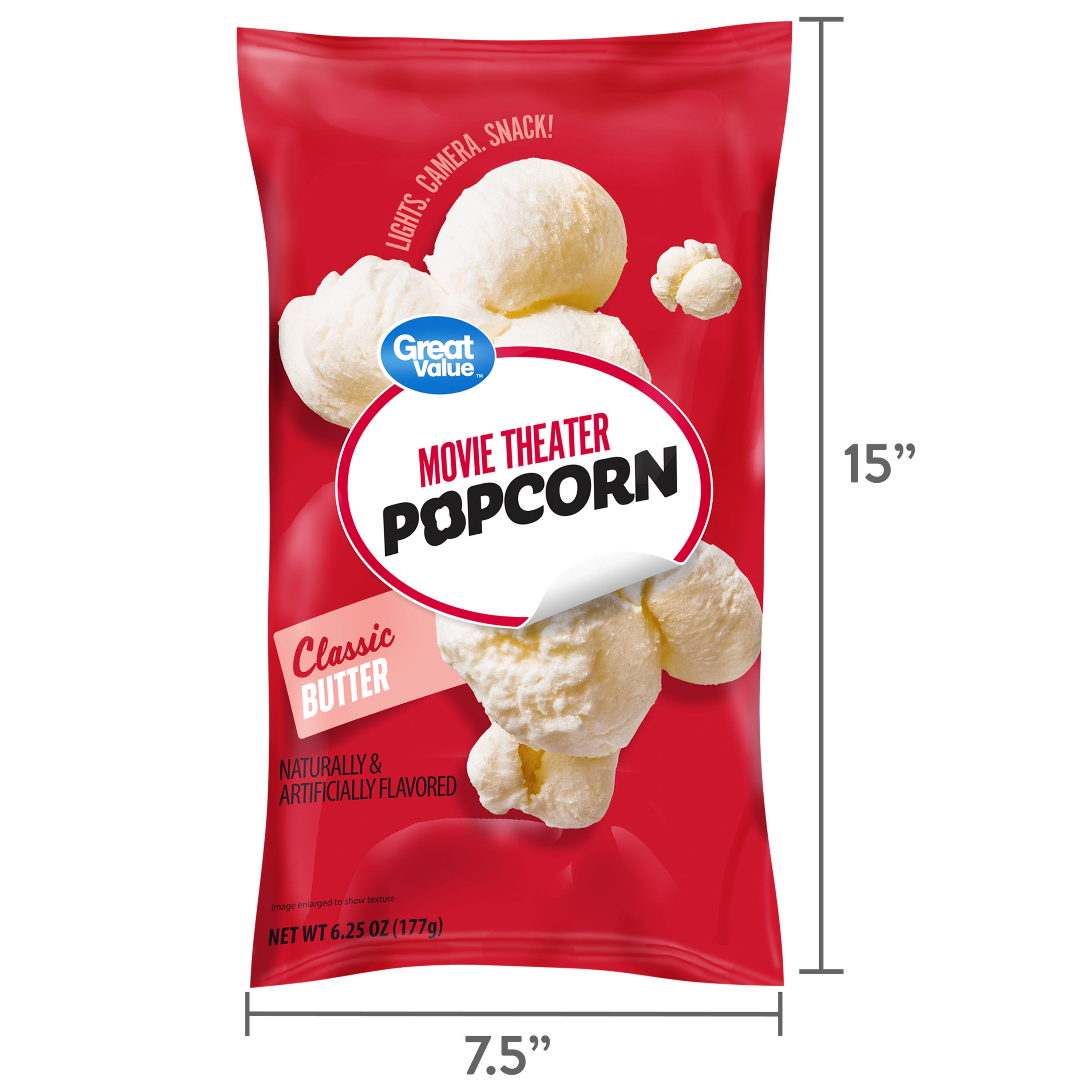 Great Value Classic Butter Movie Theater Popcorn, 6.25 oz