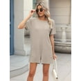 thumbnail image 2 of Gdvsclr Womens Summer Short Sleeve Romper Loose Casual V Neck Shorts Overalls Ladies Dressy Comfy Jumpsuits with Pockets Khaki M, 2 of 6