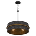 thumbnail image 3 of Quoizel Lariat 3-Light Old Black Drum Pendant Light with Wooden Trim, 3 of 9