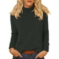 thumbnail image 1 of Comdrip Hauts pour Femmes Manches Longues Chemises pour Femmes Coupe Ample Col Roulé Haut Décontracté Automne Hauts Légers Chauds Chandails Hauts Col Roulé pour Femmes Gris Foncé 2TG, 1 of 5