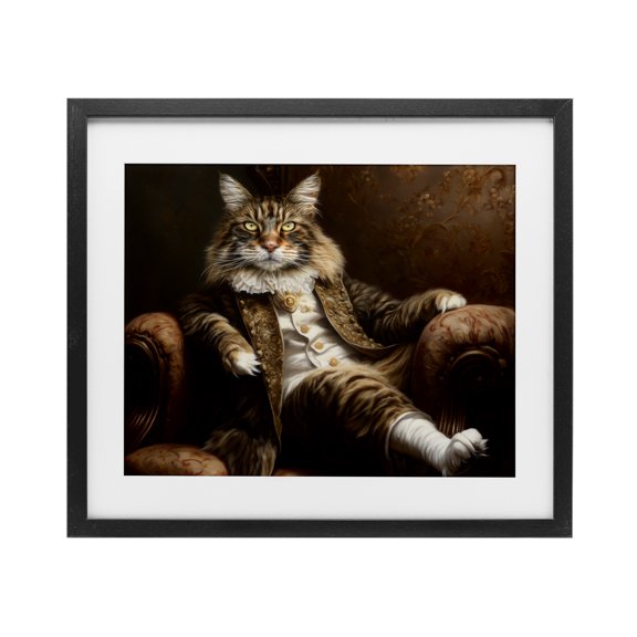 Stupell Industries Traditional Baron Whiskerton Cat Black Framed Print Under Glass, 16 x 13, by Kelley Parker