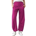thumbnail image 2 of Inleife Women Quick Dry Harem Wide Leg Barrel Pants Elastic Waist Side Pockets Casual Straight Long Trousers, 2 of 6