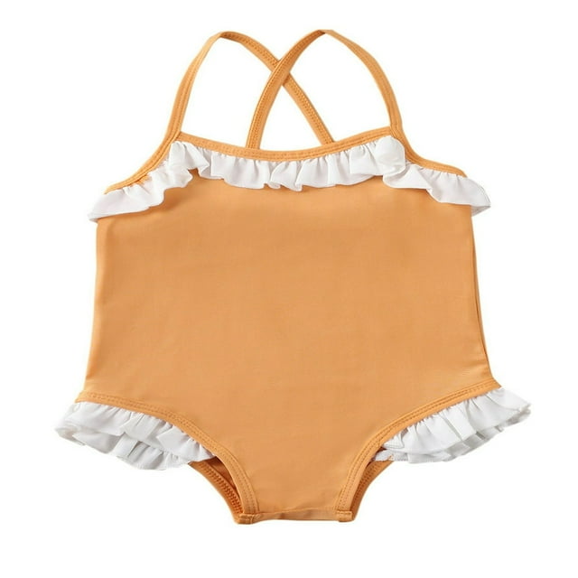 Maillot de Bain Sans Manches à Bretelles pour Tout-Petites Filles
