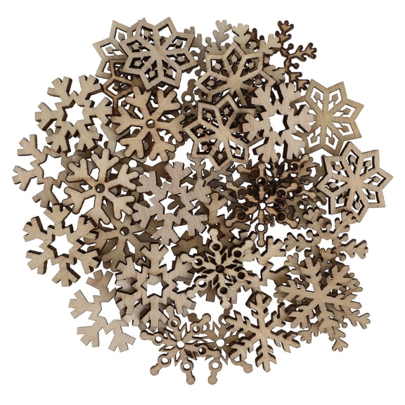 50 Pcs Wooden Ornaments for Christmas Tree, Unfinished Wood Slice Cutouts for Hanging Crafts and Holiday Decorations