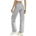 thumbnail image 4 of ManxiVoo Women's Lightweight Cargo Pants Adjustable Waist Straight Leg Athletic Travel Hiking Casual Comfortable Outdoor M Size Light Ashy, 4 of 6
