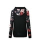 thumbnail image 4 of Sudadera con capucha para mujer, estampado floral, manga larga, bolsillo, suéter con capucha, top, negro, m Inevent AP000831-10, 4 of 7