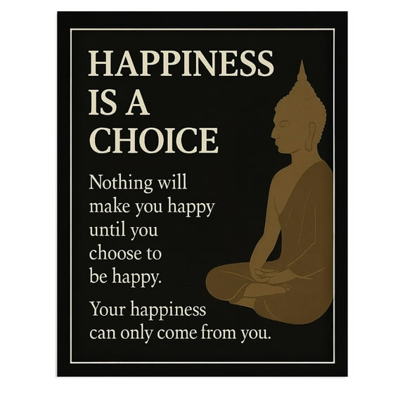 Buddha Quote Wall Art poster  Happiness Is a Choice Minimalist Zen Poster for Meditation, Yoga, Office  Motivational Wall Decor for Calm, Inspirational Quotes Mental Wellness