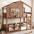 thumbnail image 4 of Luckynote Twin Bunk Bed, Loft Bed House Design with Bookshelf, High-Quality Safety Fencing for Bedrooms, Natural, 4 of 15