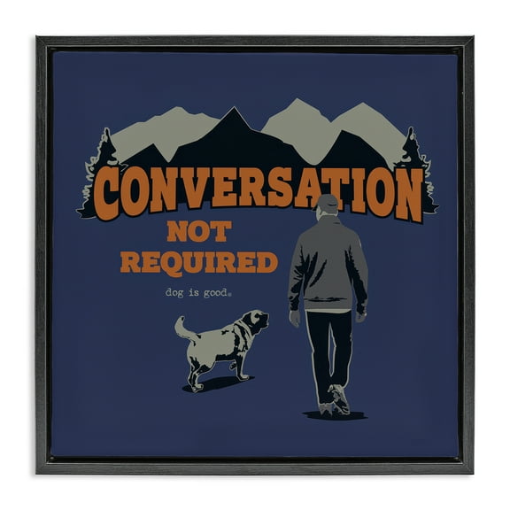 Stupell Industries Conversation Not Required Animals Painting Black Floater Framed Canvas Art Print Wall Art, 18 x 18