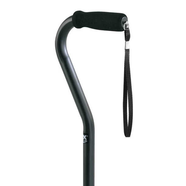 Carex Adjustable Walking Cane with Offset Handle, Wrist Strap, and