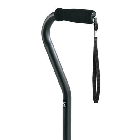 Carex Adjustable Walking Cane with Offset Handle, Wrist Strap, and Cushioned Foam Grip, Black