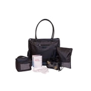 J.L. Childress 6-Piece Breast Pump Bag with Breastmilk Cooler, Wet Bag, Organization Bags and Cloth, Black