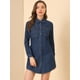 thumbnail image 2 of Vestido camisero de mezclilla frontal con botones y mangas largas con cinturón para mujer Allegra K Azul S, 2 of 6