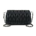 thumbnail image 5 of PORT&LOTUS Black Quilted Shoulder Purses for Women Trendy with Silver Chain Strap Black Small Crossbody Bags with Woven Hand Carry Strap Clutch Purses for Women Going Out Bags Evening Handbag, 5 of 7