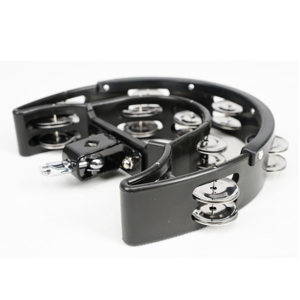 Yihuala Drum Set Tambourine with Mounting Eye Bolt Half Shape Hi-hat Tambourine Double Row Tambourine Easy to Use