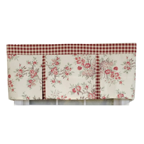 RLF Home 3" Rod Pocket High Quality Fabric D-Willow Pleated Valance for Windows 50" x 17" Red