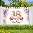 thumbnail image 7 of Decorative Design Happy Birthday Banner Floral Theme Pink Ribbon Celebration for Indoor Decoration Birthday Party Teen Celebration, 7 of 7