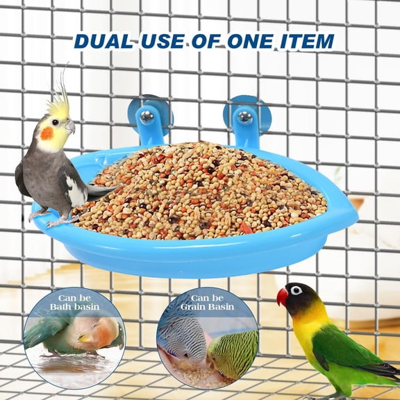 Bird Bath Box without Mirror - Dual Function Feeder and Bath for Budgies Parakeets, Plastic Cage Accessory, 7.28 x 3.74 x 1.57 Inch