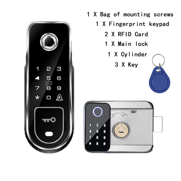 Cerradura de puerta inteligente Wafu Tuya, cerradura impermeable para exteriores con contraseña biométrica de soporte de huellas dactilares/tarjeta rfid/llave/desbloqueo de aplicaciones