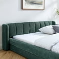 thumbnail image 4 of Miekor Furniture Queen Size Upholstered Bed Frame With Thick Fabric, Chenille Fabric Grounded Queen Size Platform Bed With Headboard And Solid Frame-Green & Blue(87"*67"*23.5") 76545, 4 of 10