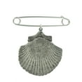 thumbnail image 2 of Safety Pin Brooch 2" Silver Tone Large Cockle Sea Shell Nautical Beach Charm Dangle Middle, 2 of 2
