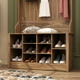 thumbnail image 3 of KULAGAGA Hall Tree With Bench & Coat Hooks, Entrance Storage Cabinet with 10 Shoe Cubby for Hallway, Walnut, 3 of 6