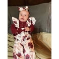 thumbnail image 2 of Newborn Infant Baby Girl Clothes Long Sleeve Romper Pants Headband headband Outfits Set ( 3-6 Months,Red), 2 of 6