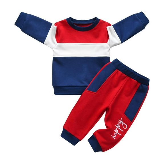 Toddler Baby Boy Clothes Long Sleeve Tops and Long Pants Set Fall Sweatsuits Outfit Blue 9-12 Months