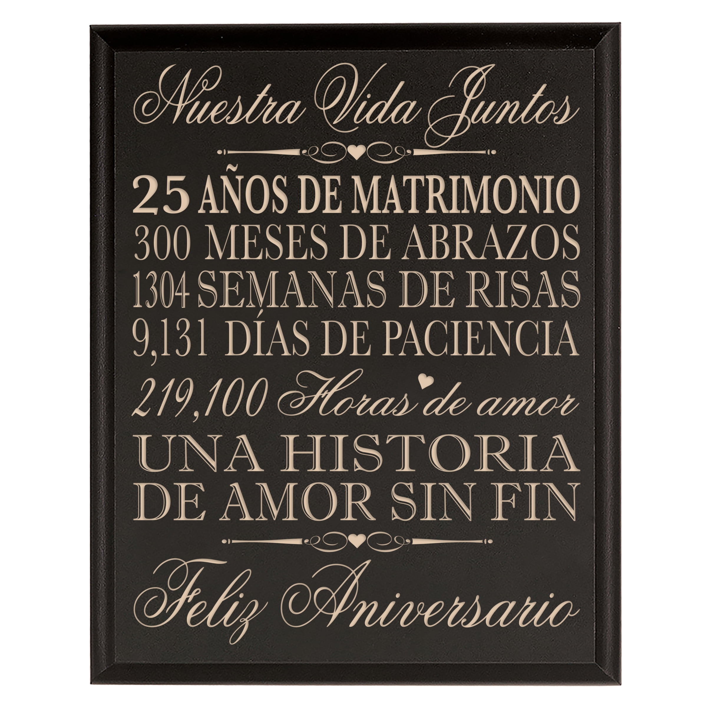 LifeSong Milestones Spanish 25th Wedding Anniversary Wall Plaque