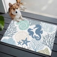 thumbnail image 4 of Blue Ocean Seahorse Washable Small Entryway Area Rugs 2'x3', Nautical Sea Watercolor Teal Shells Coral Starfish Low Pile Throw Rug Non-Slip Sturdy Edge Binding Carpet for Front Door Floor Room Entry, 4 of 9
