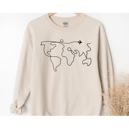 Travel Sweatshirt Adventure Sweatshirt World Map Travel Sweatshirt Road Trip Traveler Gift Wanderlust Sweatshirt
