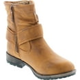 thumbnail image 7 of DBDK Lucy-13 Women's Distressed Side Zipper Lug Sole Flat Heel Ankle Booties, Camel, 6, 7 of 7