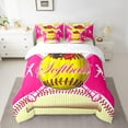 thumbnail image 2 of Manfei Softball Twin Bedding Sets 7-Piece,Girls Sport Theme Bedding Comforter Set,Pink Yellow Red Sheet Sets For Teens,Breathable Home Decor Reversible, 2 of 8