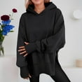 thumbnail image 2 of Side Split Solid Color Hoodie for Women Long Sleeve Sweatshirt Fall Casual Pullover Top, 2 of 4