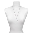 thumbnail image 3 of Delight Jewelry Silvertone Mini Translucent Royal Blue Paw Silvertone Balance Bar Charm Necklace, 23", 3 of 4